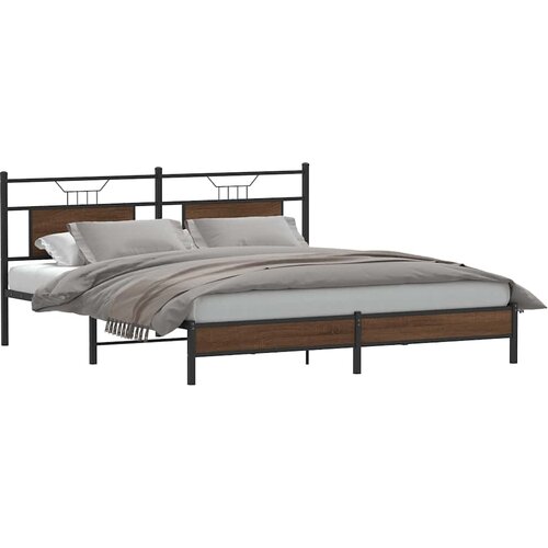 VidaXL Okvir kreveta bez madraca smeđi hrast 160x200 cm izrađeno drvo Slike