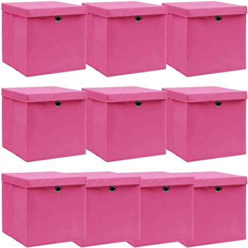  Kutije za pohranu s poklopcima 10 kom roze 32x32x32 cm tkanina Cijene