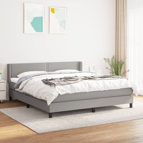 The Living Store Box spring postelja z vzmetnico svetlo siva 180x200 cm blago - Box Spring Postelja, (21519431) Slike