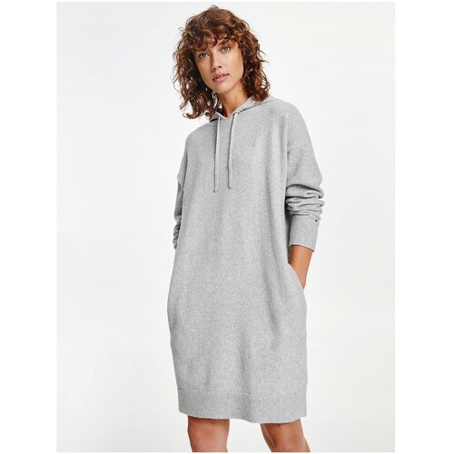 Tommy Hilfiger Light gray sweater dress with hood - Women | ePonuda.com