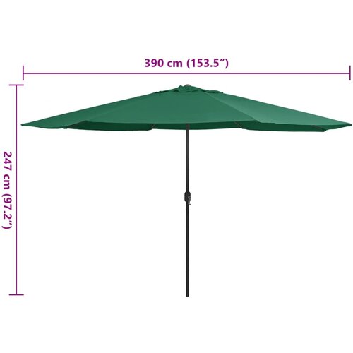  Vrtni suncobran s metalnim stupom 390 cm zeleni Slike