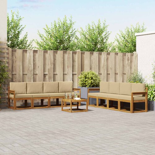  Set vanjskih sofa s jastukom 9 pcs Prirodna i bež Cene