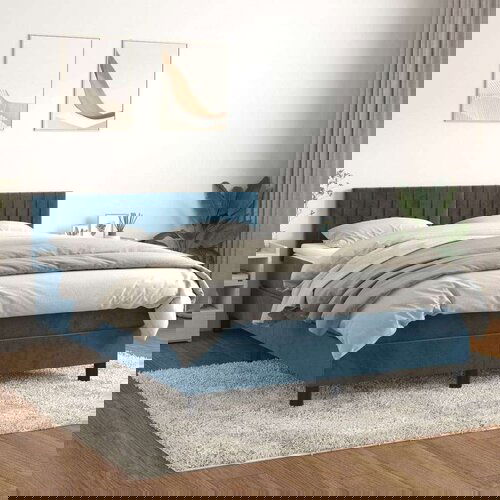 vidaXL Box spring postelja z vzmetnico temno modra 140x200 c Cene