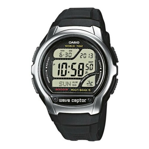 Casio Muški crni srebrni digitalni sportski ručni sat sa crnim silikonskim kaišem ( wv-58e-1aveg ) Slike