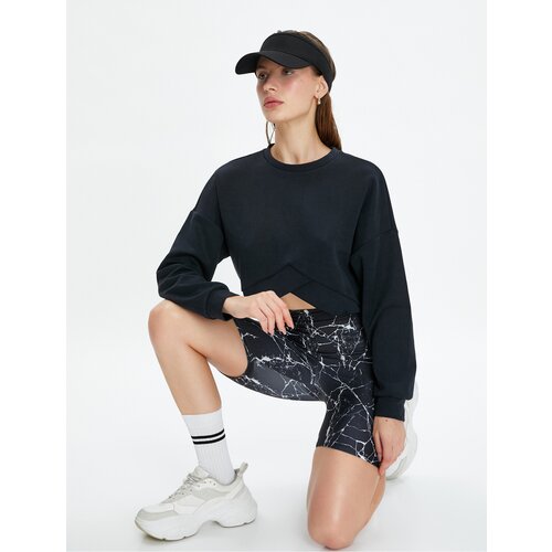 Koton Crop Sports Sweatshirt Asymmetrical Cut Modal Slike