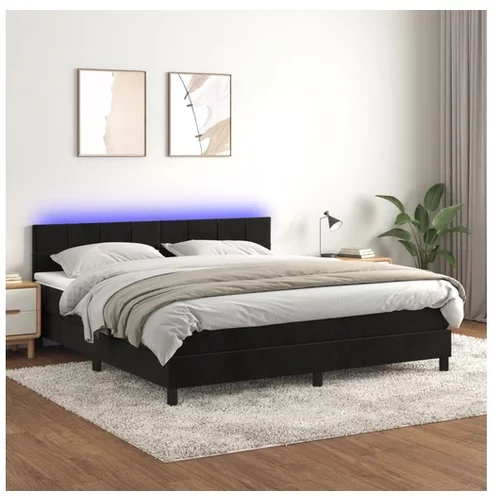 vidaXL Box spring postelja z vzmetnico LED crna 180x200 cm z