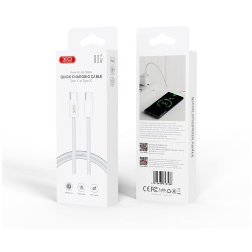 XO USB kabal NB-Q260A USB-C to USB-C 60W pleteni White Slike
