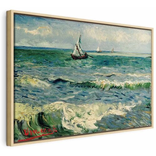 Slika - Vincent van Gogh – Seascape at Saintes-Maries 90x60 U prirodnom drvenom okviru Cene