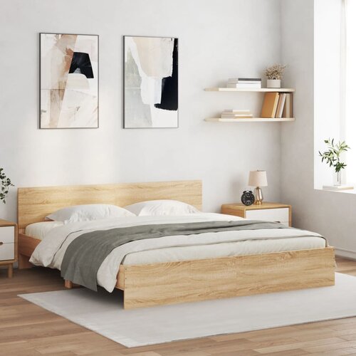  Okvir za krevet s uzglavljem i LED boja hrasta sonome 200x200cm Cene