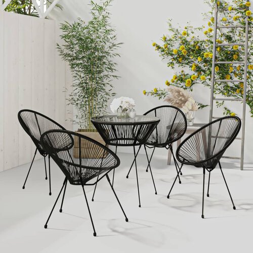  5-dijelni vanjski blagovaonski set od PVC ratana crni Cene