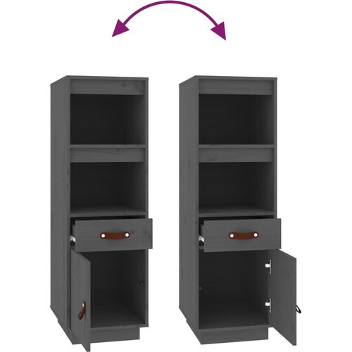  Visoka komoda siva 34 x 40 x 108,5 cm od masivne borovine Slike
