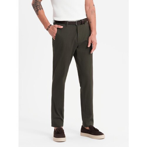 Ombre Men&amp;#039;s REGULAR FIT chino pants with fine texture - dark green Slike