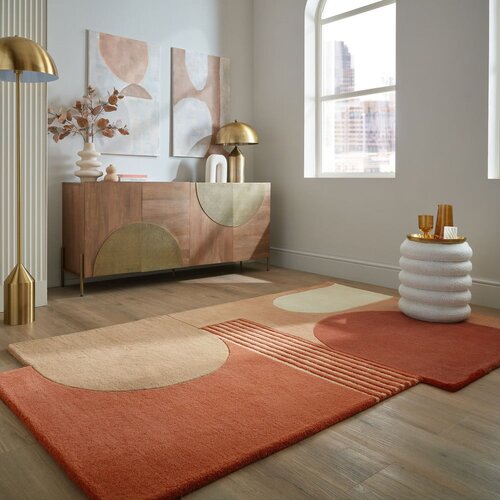 Flair Rugs Ročno tkana volnena preproga v barvi terakote 120x180 cm Lozenge Terracotta &amp;ndash; Slike
