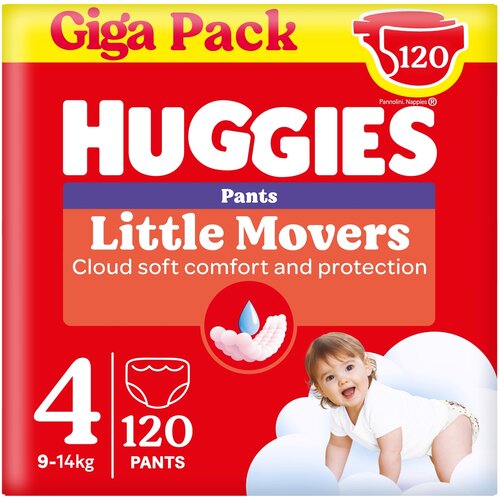 Huggies Little Movers Pelene gaćice Box, (4), 9-14kg, 120 komada Slike
