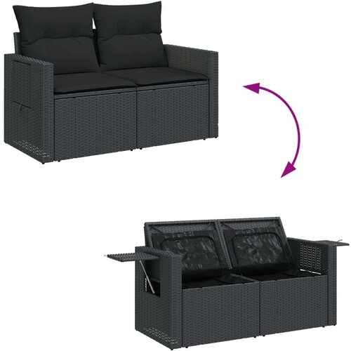 VidaXL 6-dijelni set vrtnih sofa s jastucima crni od poliratana Slike