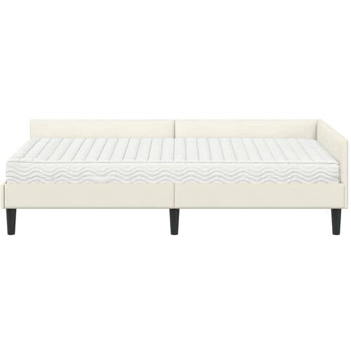  Kutni krevetni okvir s madracem 2 kom. Krema 100 x 200 cm Slike