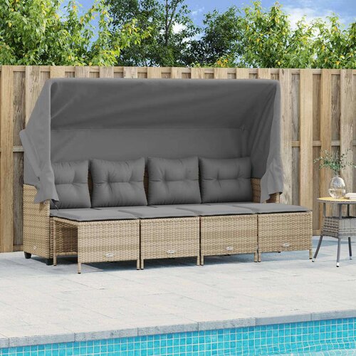  5-dijelni vrtni set sofa s jastucima bež od poliratana Cijene