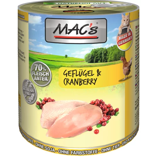 MAC's Varčno pakiranje MAC´s Cat 12 x 800 g - Perutnina & brusnice