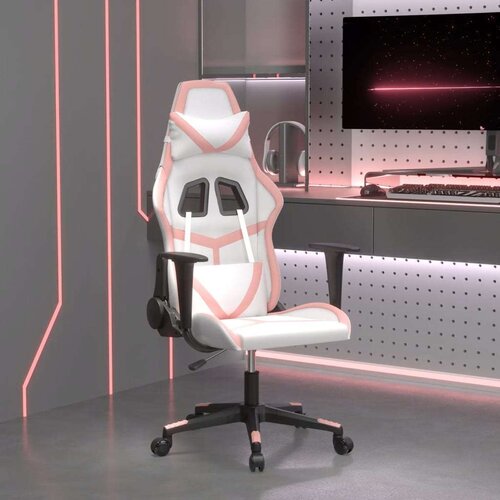  Masažni gaming stol Bela in roza umetno usnje Cene