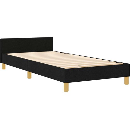 VidaXL okvir kreveta Set od 2 Crna Čvrsto drvo tkanina 90 x 200 cm Slike