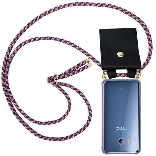 Cadorabo Združljivo s HTC v rdeči beli barvi - silikonski za&scaron;čitni pokrov z zlatimi obroči, pasom za vrvi in ​​snemljivim ohi&scaron;jem, (20581275) Cene