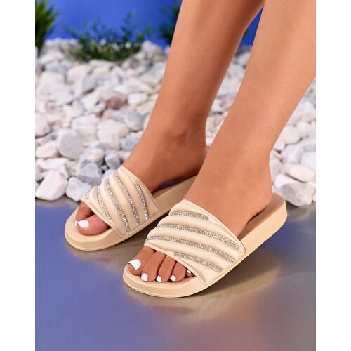 Resti Royalfashion Beige women's flip-flops with zircons Erikis Cene