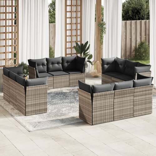  12-dijelni set vrtnih sofa poliratan s jastucima svijetlosivi Cene