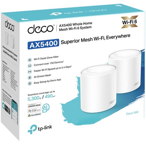 Tp-link deco x60 v3.20 ax5400 wifi 6 mesh 2-pack dostopna točka-ap Cene