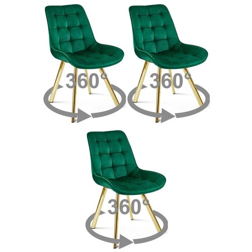  Okretna stolica SORIA 360, zeleni bar&scaron;un, zlatne metalne noge, set 3 kom Cijene