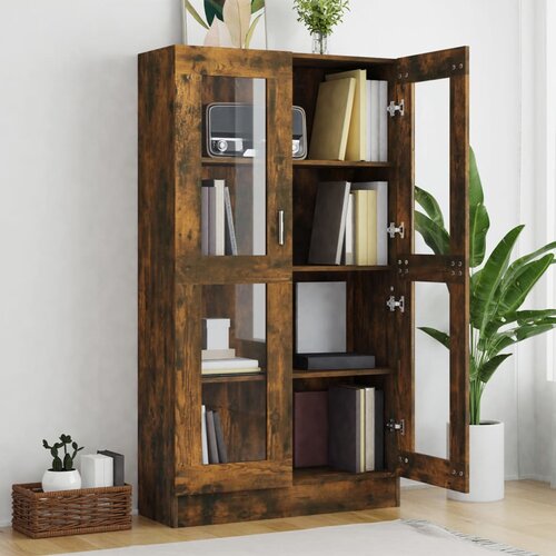  Vitrina boja dimljenog hrasta 82,5 x 30,5 x 185,5 cm drvena Slike