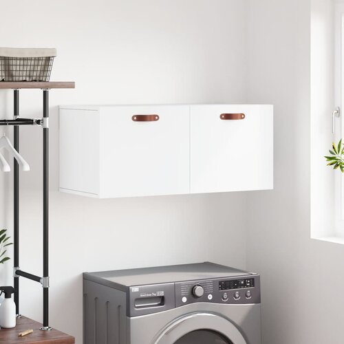 The Living Store Stenska omarica bela 80x36,5x35 cm inženirski les - Stenska Omarica, (21430866) Slike