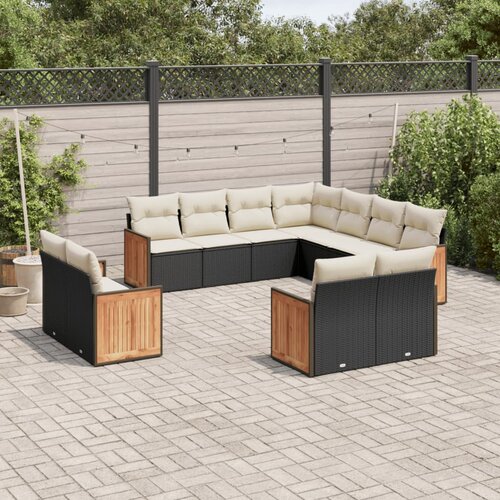 vidaXL 11-dijelni set vrtnih sofa od poliratana s jastucima crni Cijene