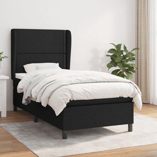VidaXL Box spring postelja z vzmetnico črna 100x200 cm blago Slike