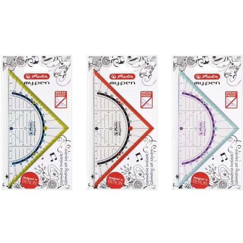 Herlitz geotrikotnik, nezlomljiv, 16 cm, sort barve 11367950 Slike
