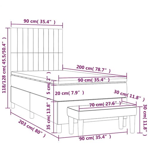 Box spring krevet s madracem tamnoplavi 90x200 cm bar&amp;scaron;unasti Slike