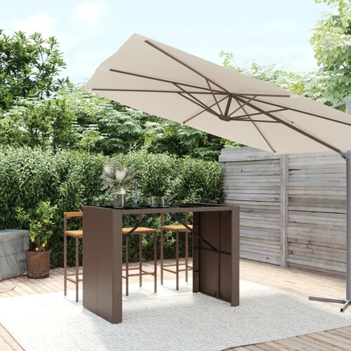 VidaXL Barski stol sa staklenom pločom smeđi 145x80x110 cm poliratan Slike