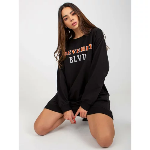 Fashion Hunters Black cotton sweatshirt with a print