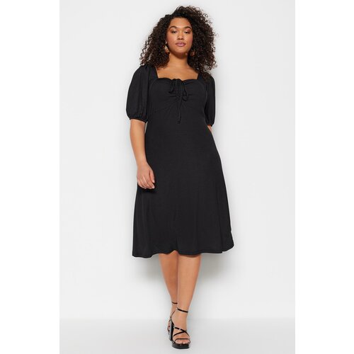 Trendyol Curve Black Heart Neck Knitted Dress Cene