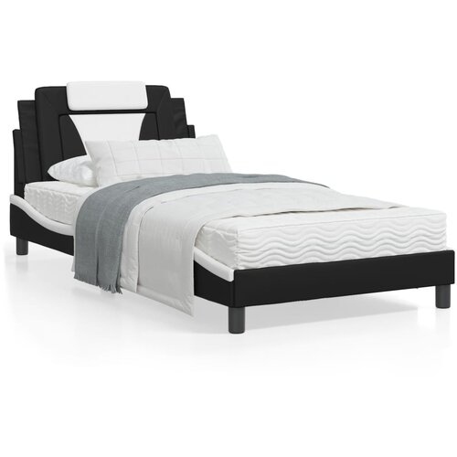 VidaXL Okvir kreveta LED crno-bijeli 100 x 200 cm od umjetne kože Slike