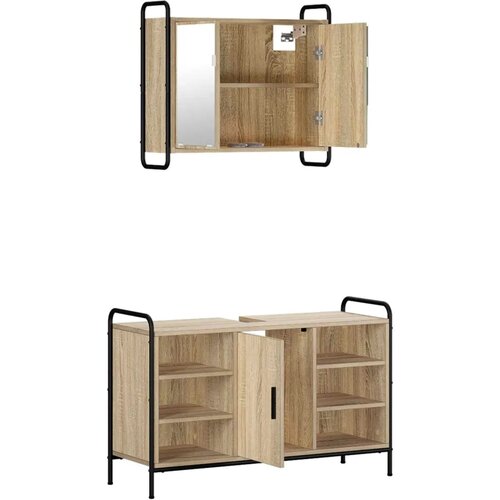  Set ormarića za kupaonicu 2 kom. Hrast sonoma 65 5 x 34 x 61 cm - Hrast sonoma Kuhinjska elemenata (1 vrata i 2 police) + viseći Slike