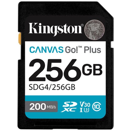 Kingston SD Card 256GB, Canvas Go! Plus, SDXC Class10 UHS-1 U3 V30, Read up to 200MB/s, Write up to 160MB/s, for 4K and FullHD video recording ( SDG Cene