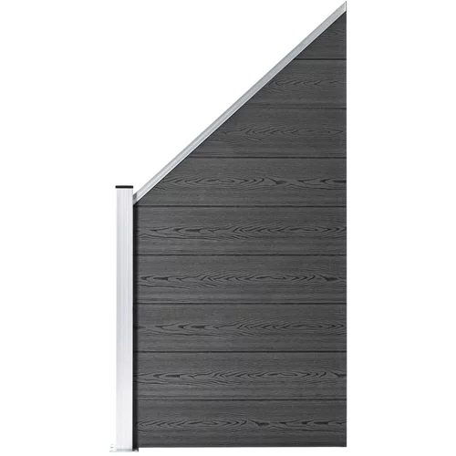 vidaXL Panel za ogradu WPC 95 x (105 - 180) cm crni