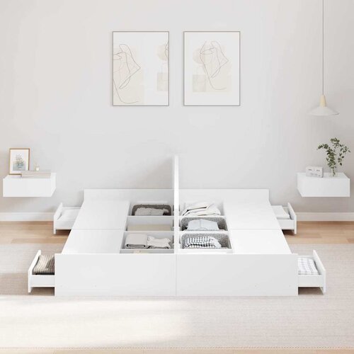  Krevet s ladicama Bijelo 160 x 200 cm Konstruirano drvo Slike