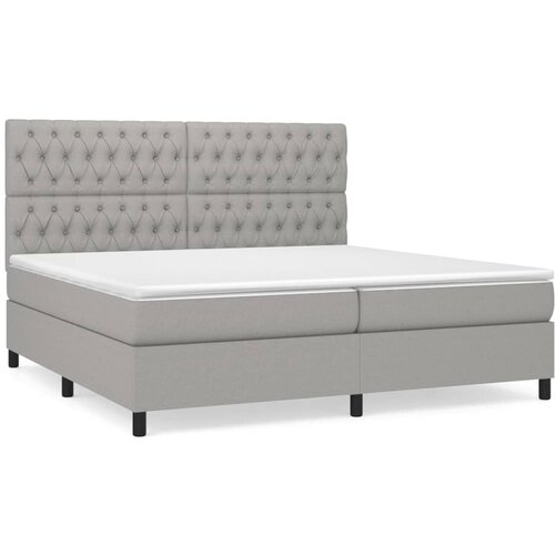 Maison Chic Box spring postelja - Vzmetna postelja z vzmetnico svetlo siva 200x200 cm blago SL12989, (21901999) Cene