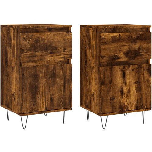 Maison Chic Komoda - Predalnik 2 kosa dimljeni hrast 40x35x70 cm inženirski les, (21721551) Slike