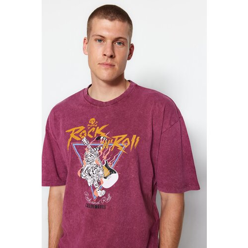 Trendyol T-Shirt - Burgundy - Relaxed fit Slike