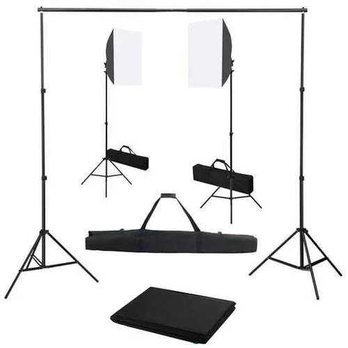 Den Komplet za fotografski studio s softbox svetilkami in ozadjem
