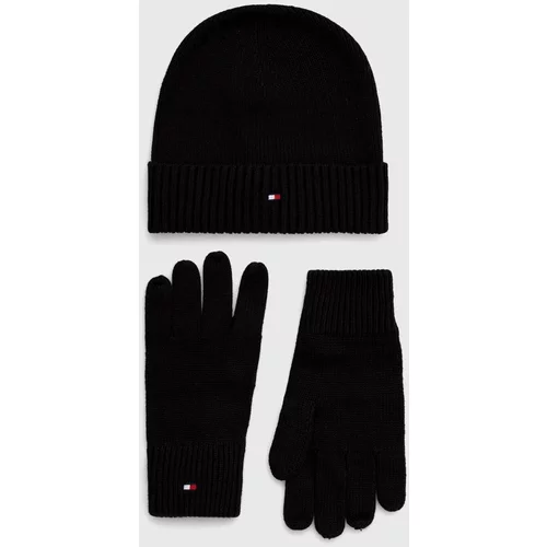Tommy Hilfiger Kapa in rokavice črna barva