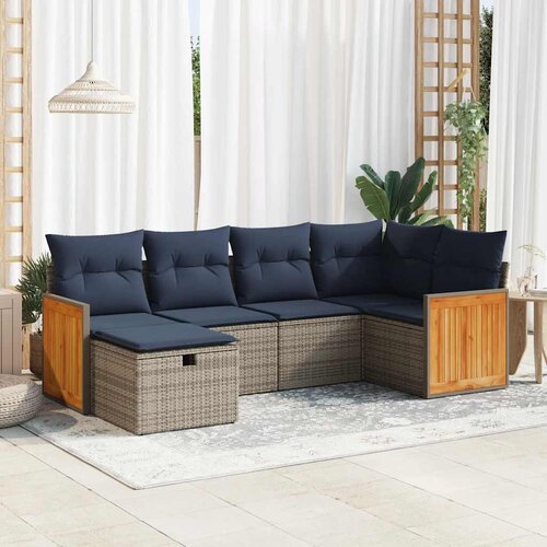 vidaXL 6-dijelni set vrtnih sofa od poliratana s jastucima sivi Cijene