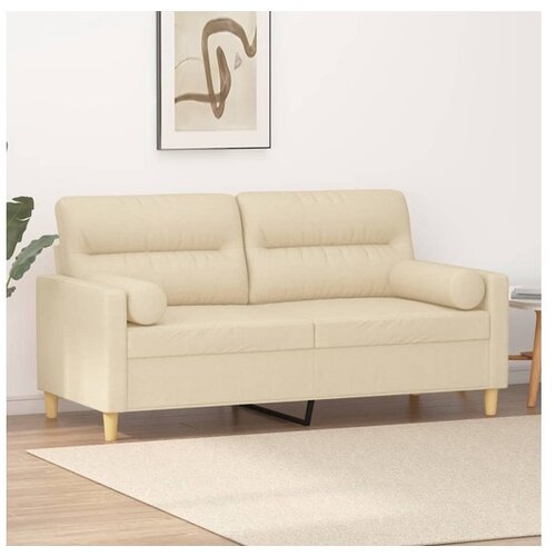VidaXL Dvosjed s ukrasnim jastucima krem 140 cm od tkanine Slike